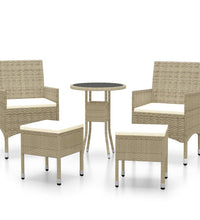 5-tlg. Garten-Lounge-Set Poly Rattan Beige