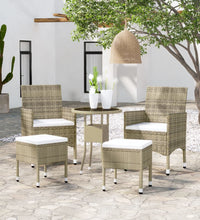 5-tlg. Garten-Lounge-Set Poly Rattan Beige