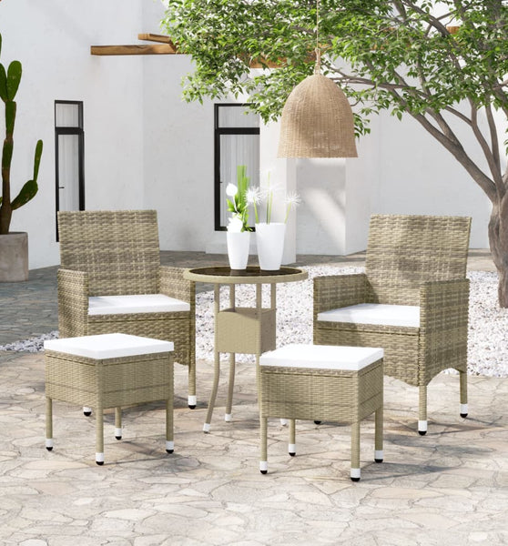 5-tlg. Garten-Lounge-Set Poly Rattan Beige