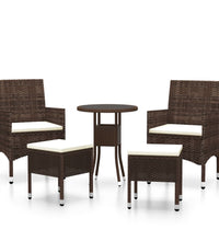 5-tlg. Garten-Lounge-Set Poly Rattan Braun