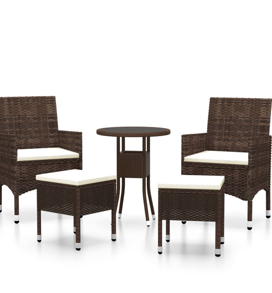 5-tlg. Garten-Lounge-Set Poly Rattan Braun