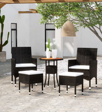 5-tlg. Garten-Lounge-Set Poly Rattan Schwarz