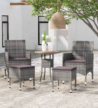 5-tlg. Garten-Lounge-Set Poly Rattan Grau