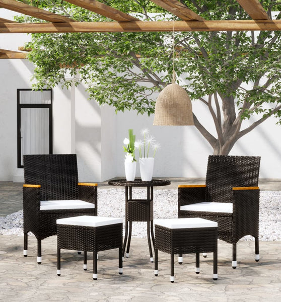 5-tlg. Garten-Lounge-Set Poly Rattan Schwarz