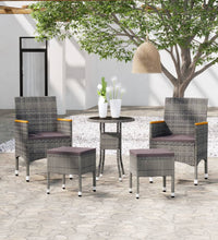 5-tlg. Garten-Lounge-Set Poly Rattan Grau