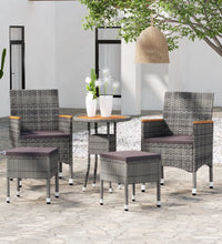 5-tlg. Garten-Lounge-Set Poly Rattan Grau