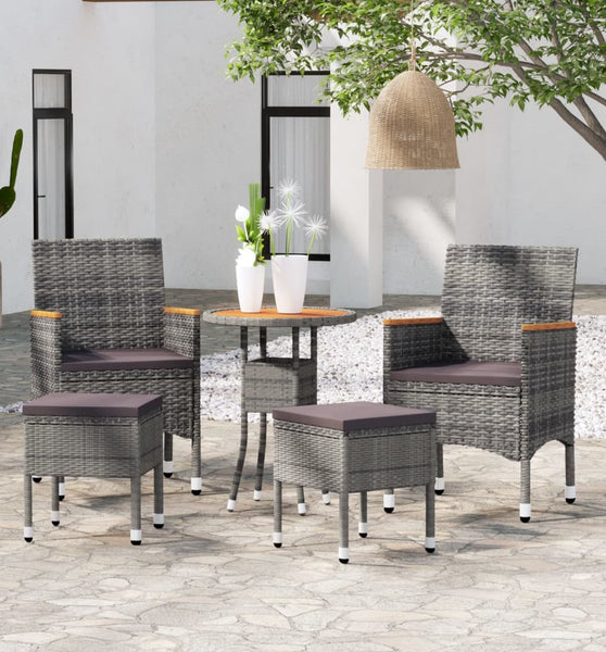 5-tlg. Garten-Lounge-Set Poly Rattan Grau