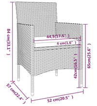 3-tlg. Garten-Essgruppe Poly Rattan Schwarz