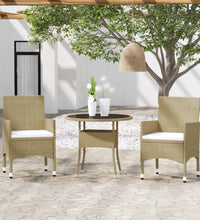 3-tlg. Garten-Essgruppe Poly Rattan Beige