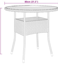 3-tlg. Garten-Essgruppe Poly Rattan Schwarz