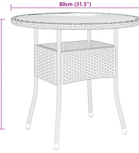 3-tlg. Garten-Essgruppe Poly Rattan Grau