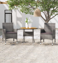 3-tlg. Garten-Essgruppe Poly Rattan Grau