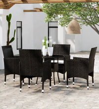 5-tlg. Garten-Essgruppe Poly Rattan Schwarz