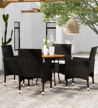 5-tlg. Garten-Essgruppe Poly Rattan Schwarz