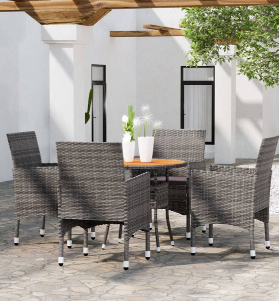 5-tlg. Garten-Essgruppe Poly Rattan Grau