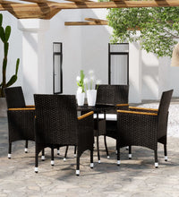 5-tlg. Garten-Essgruppe Poly Rattan Schwarz