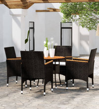 5-tlg. Garten-Essgruppe Poly Rattan Schwarz