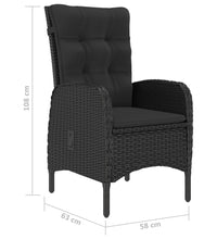 3-tlg. Garten-Essgruppe Poly Rattan und Glas Schwarz