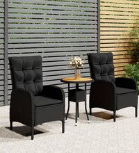 3-tlg. Garten-Bistro-Set Poly Rattan Schwarz