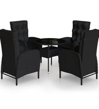 5-tlg. Garten-Bistro-Set Poly Rattan Schwarz