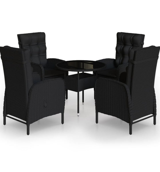 5-tlg. Garten-Bistro-Set Poly Rattan Schwarz