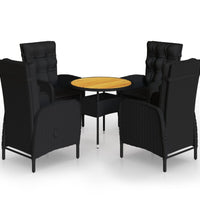 5-tlg. Garten-Bistro-Set Poly Rattan Schwarz