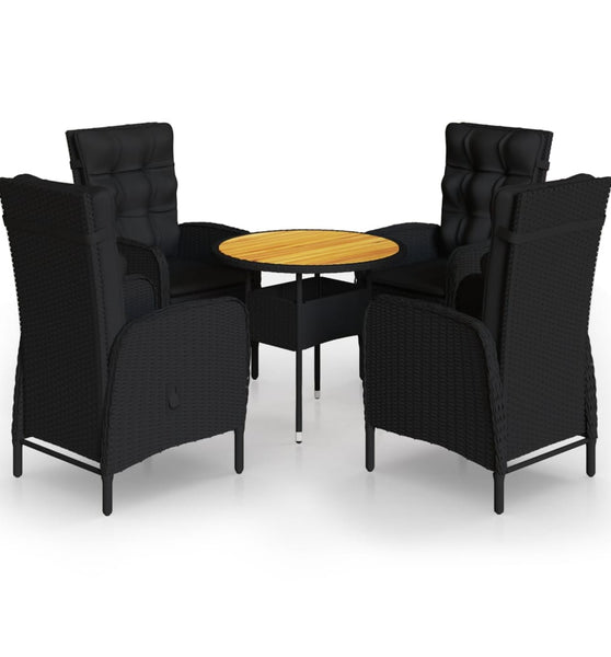 5-tlg. Garten-Bistro-Set Poly Rattan Schwarz