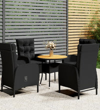 5-tlg. Garten-Bistro-Set Poly Rattan Schwarz