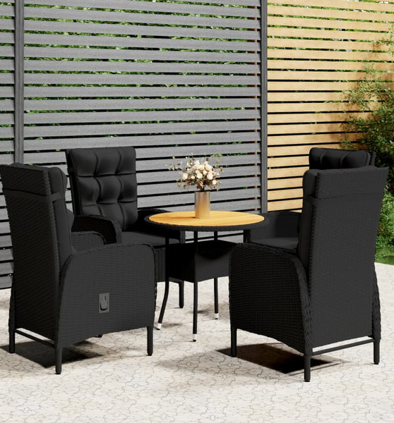 5-tlg. Garten-Bistro-Set Poly Rattan Schwarz