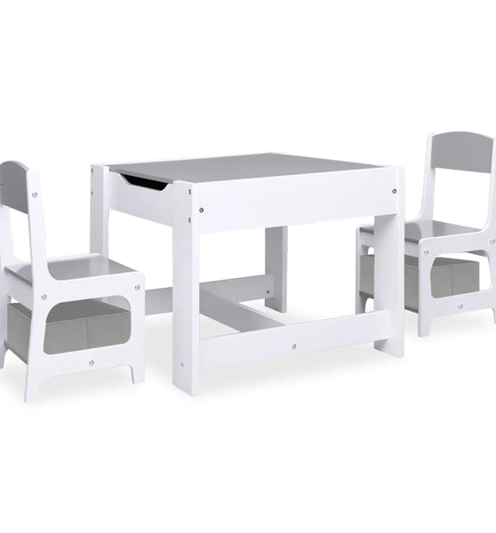 Kindertisch mit 2 Stühlen Weiß MDF