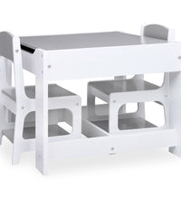Kindertisch mit 2 Stühlen Weiß MDF