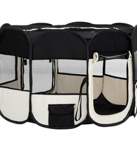Faltbarer Welpenlaufstall mit Tragetasche Schwarz 110x110x58 cm