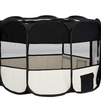 Faltbarer Welpenlaufstall mit Tragetasche Schwarz 110x110x58 cm