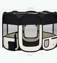 Faltbarer Welpenlaufstall mit Tragetasche Schwarz 110x110x58 cm