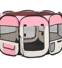 Faltbarer Welpenlaufstall mit Tragetasche Rosa 90x90x58 cm