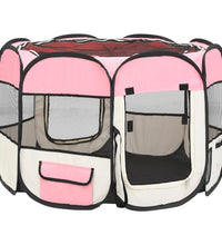 Faltbarer Welpenlaufstall mit Tragetasche Rosa 90x90x58 cm