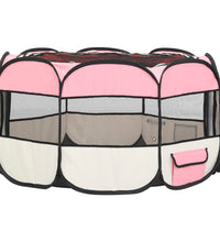 Faltbarer Welpenlaufstall mit Tragetasche Rosa 110x110x58 cm