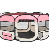 Faltbarer Welpenlaufstall mit Tragetasche Rosa 145x145x61 cm