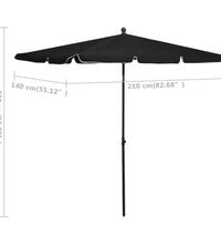Sonnenschirm mit Mast 210x140 cm Schwarz