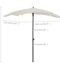 Sonnenschirm mit Mast 200x130 cm Sandfarbe