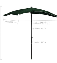 Sonnenschirm mit Mast 200x130 cm Grün
