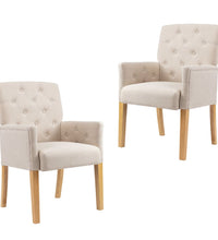 Esszimmersessel mit Armlehnen 2 Stk. Beige Stoff