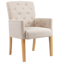 Esszimmersessel mit Armlehnen 2 Stk. Beige Stoff