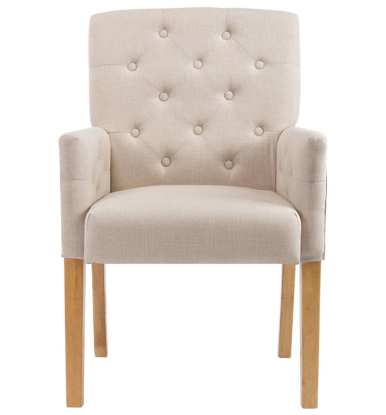 Esszimmerstühle mit Armlehnen 4 Stk. Beige Stoff
