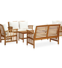 5-tlg. Garten-Lounge-Set mit Auflagen Massivholz Akazie