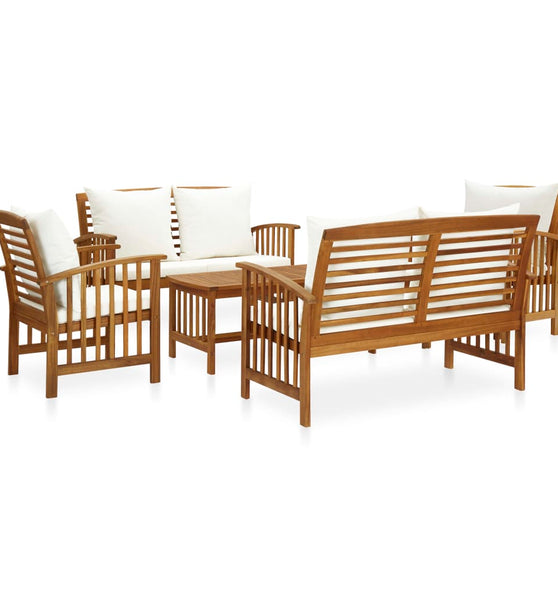 5-tlg. Garten-Lounge-Set mit Auflagen Massivholz Akazie