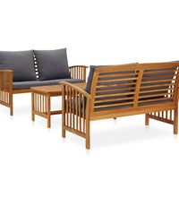 3-tlg. Garten-Lounge-Set mit Auflagen Massivholz Akazie