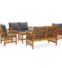 5-tlg. Garten-Lounge-Set mit Auflagen Massivholz Akazie