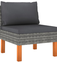 Mittelsofa Poly Rattan und Eukalyptus Massivholz