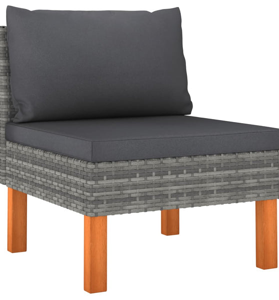 Mittelsofa Poly Rattan und Eukalyptus Massivholz